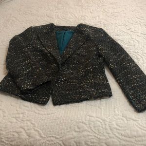Ann Taylor Turquoise & Brown Tweed Blazer Jacket